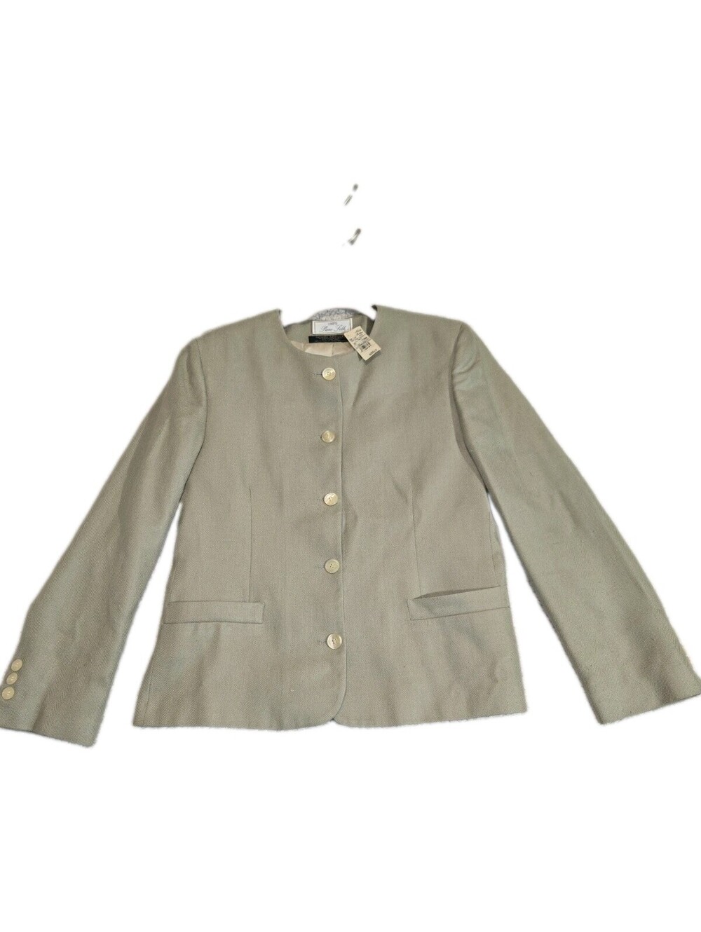 brooks brothers women Silk Blazer Sz 10 Vtg. Collarless Light Green 90s Y2k...